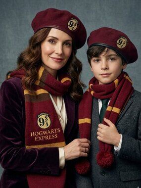 Harry Potter Platform 9¾ & Hogwarts Express Knit Winter Scarf and Hat Set HQ